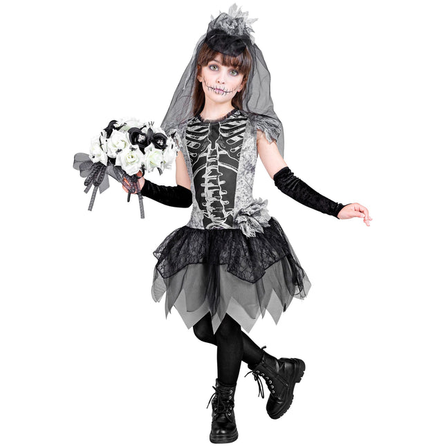 Vestito Halloween Ragazza Scheletro Sposa