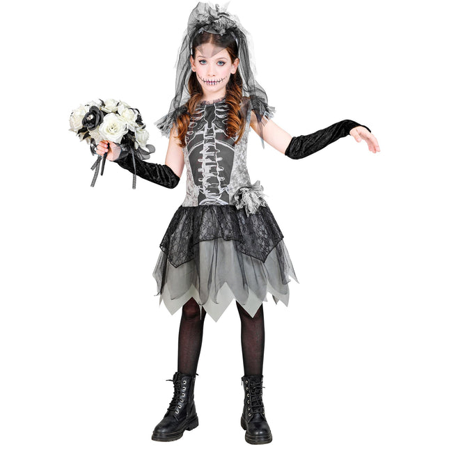 Vestito Halloween Ragazza Scheletro Sposa