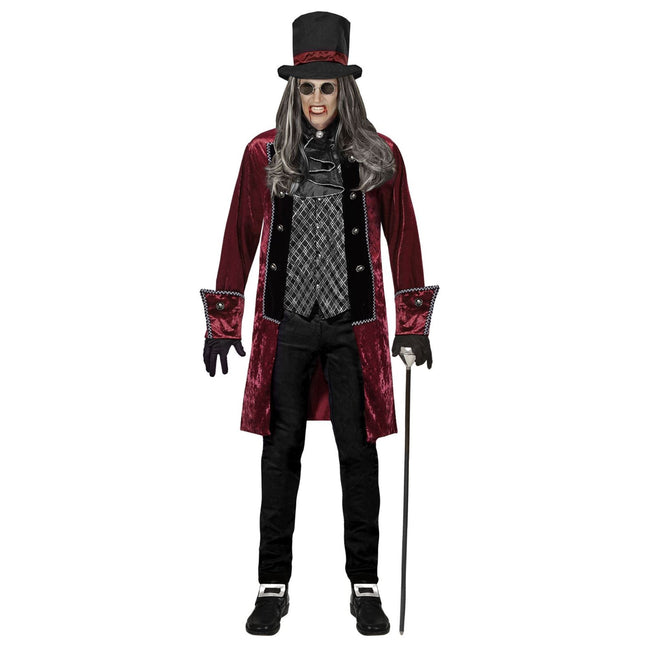 Costume Halloween Vampiro Rosso Bordeaux Uomo