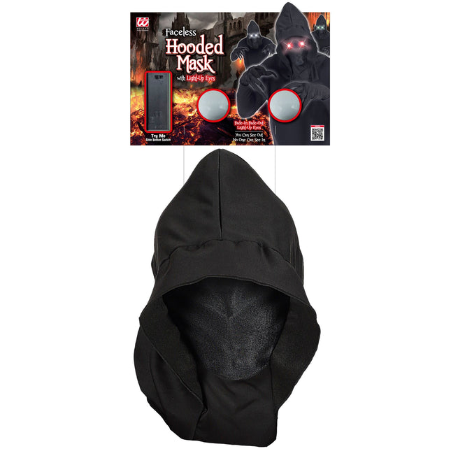 Maschera di Halloween nera con luce rossa
