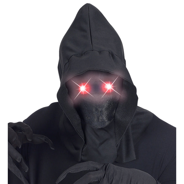 Maschera di Halloween nera con luce rossa
