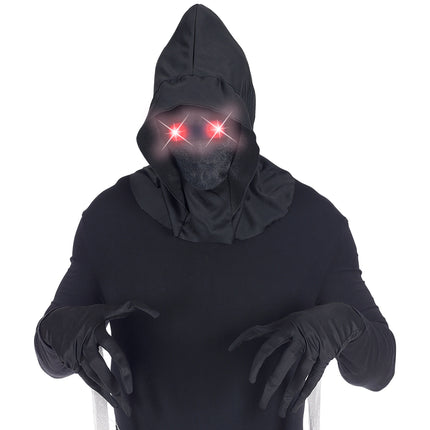 Maschera di Halloween nera con luce rossa