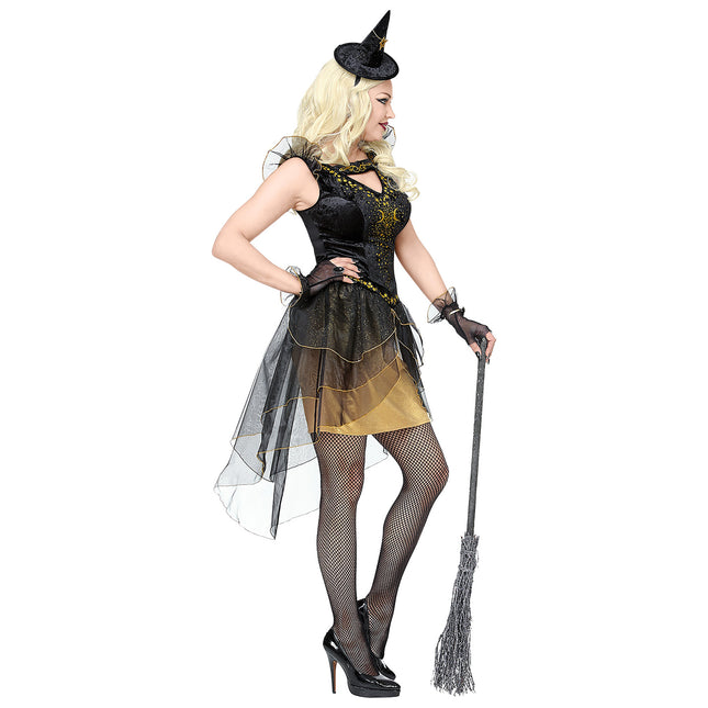 Vestito di Halloween Nero Oro Donna Strega