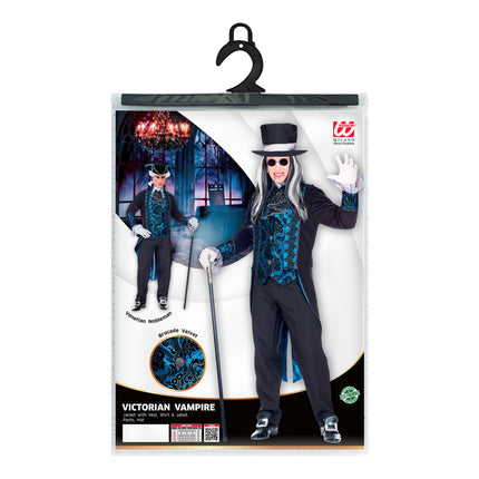 Costume di Halloween Vampiro Nero Blu Uomo