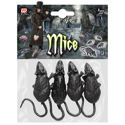 Topo finto di Halloween 9 cm 4 pezzi