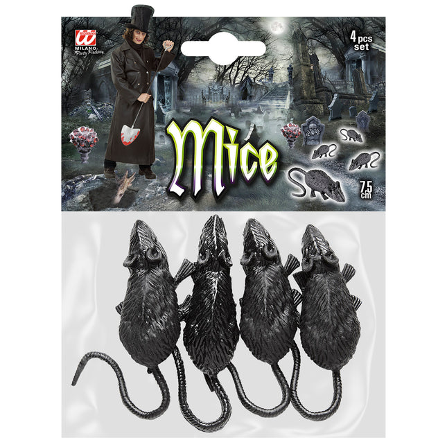 Topo finto di Halloween 9 cm 4 pezzi
