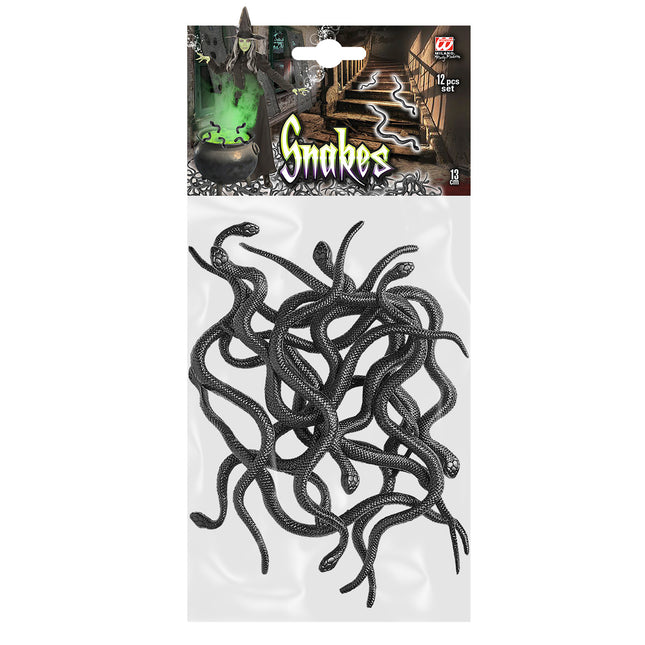 Serpente finto nero 12,5 cm 12 pezzi