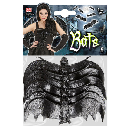 Pipistrello finto nero 13,5 cm 6 pezzi