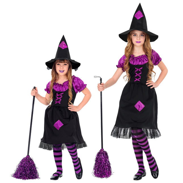 Costume di Halloween da strega nera e viola
