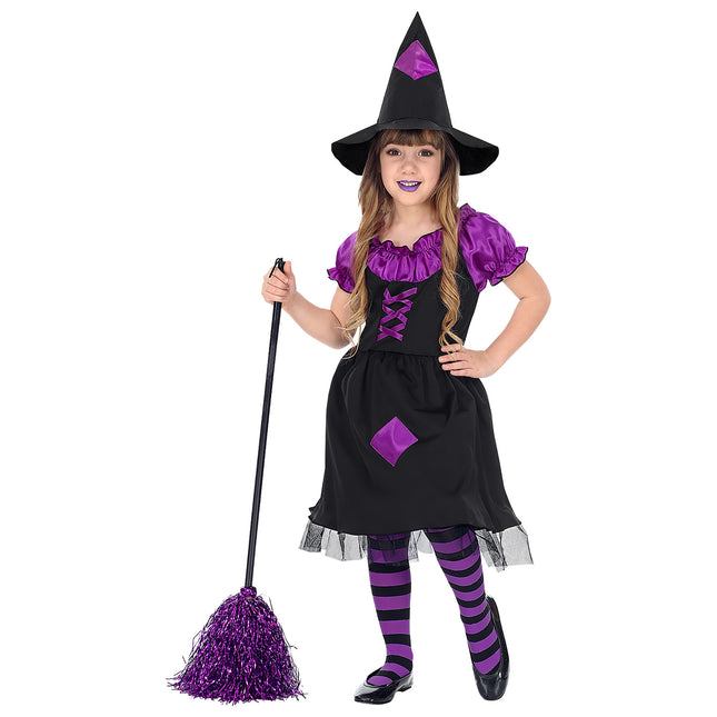 Costume di Halloween da strega nera e viola