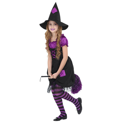 Costume di Halloween da strega nera e viola
