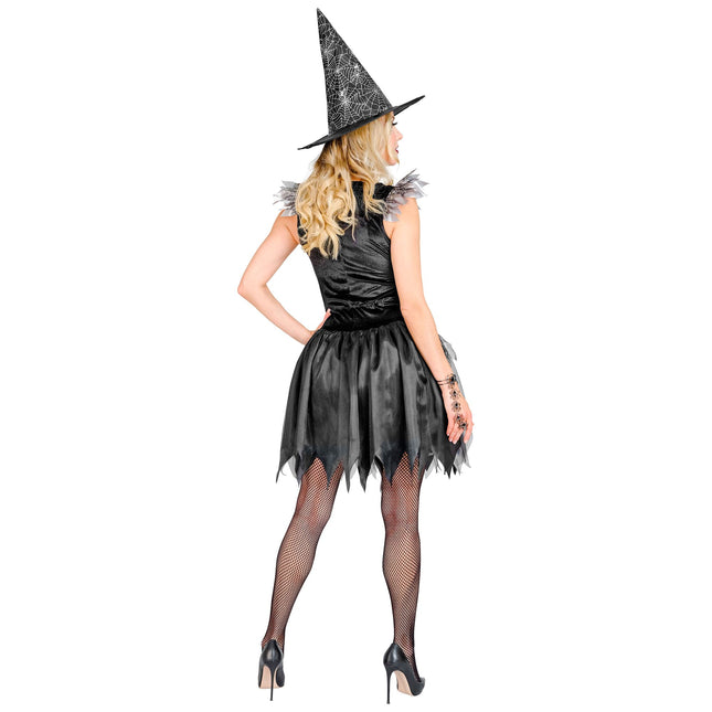 Costume di Halloween da strega nero argento da donna