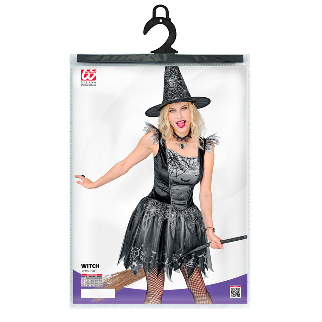 Costume di Halloween da strega nero argento da donna