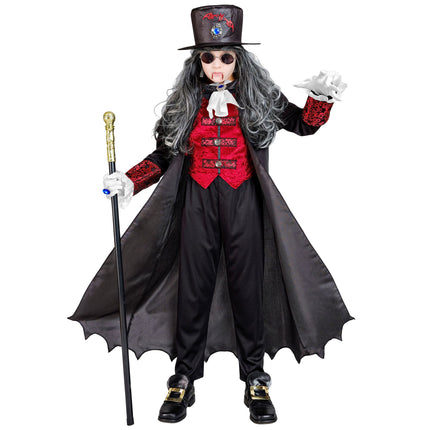 Costume di Halloween rosso nero da bambino vampiro