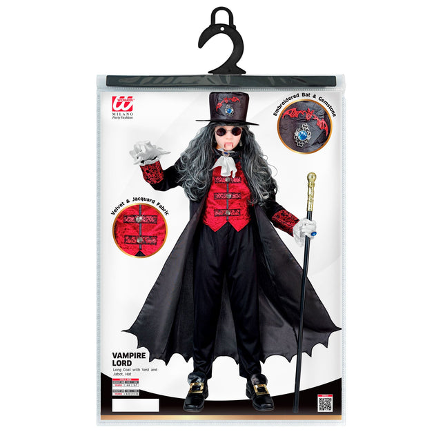 Costume di Halloween rosso nero da bambino vampiro