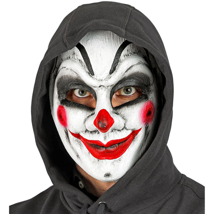Maschera di Halloween Clown Bianco Rosso