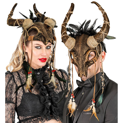 Maschera di Halloween Teschio con piume