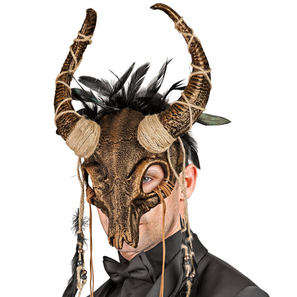 Maschera di Halloween Teschio con piume