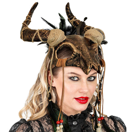 Maschera di Halloween Teschio con piume