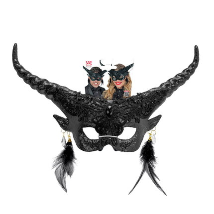 Maschera occhi Halloween Diavolo Nero