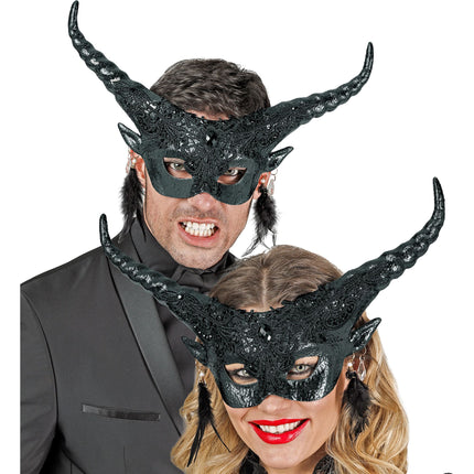 Maschera occhi Halloween Diavolo Nero