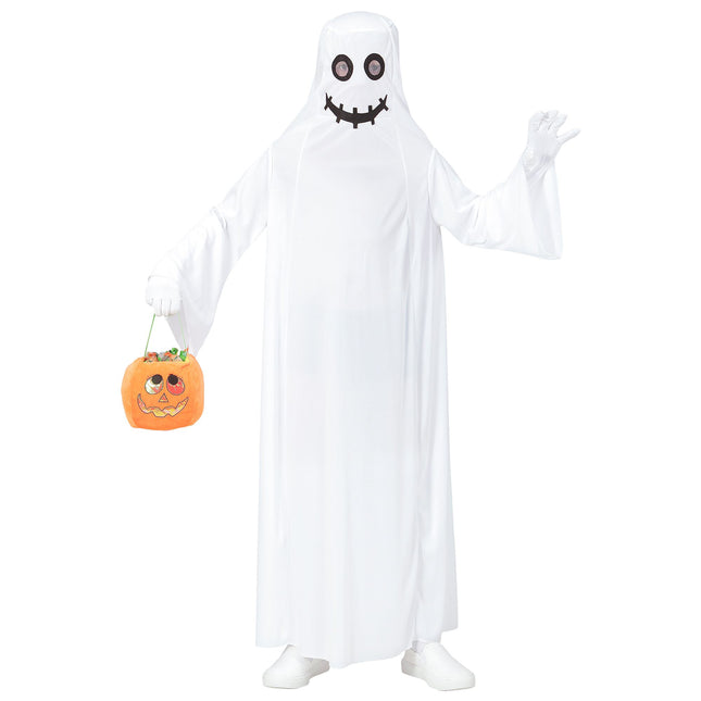 Costume di Halloween bianco da bambino con mantello da fantasma