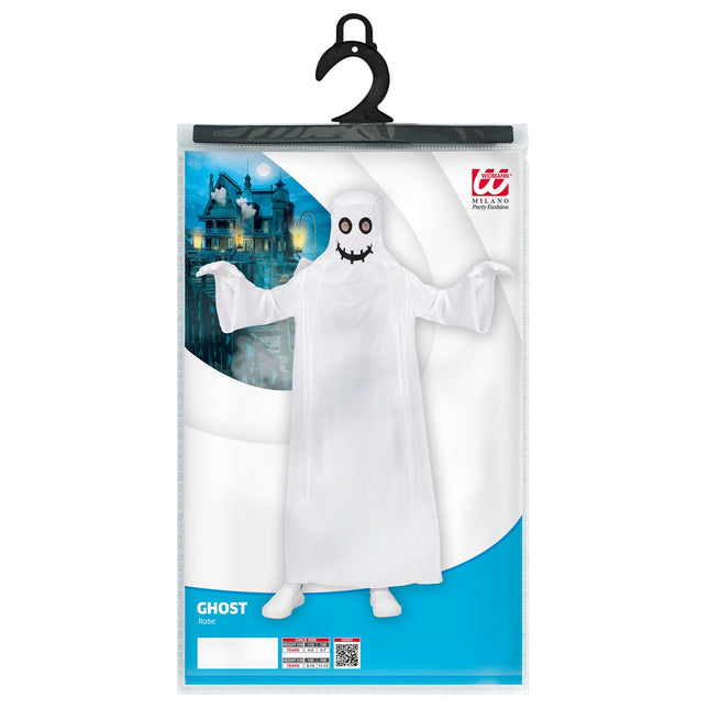 Costume di Halloween bianco da bambino con mantello da fantasma