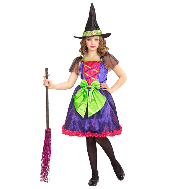 Costume di Halloween Viola Verde Ragazza Strega