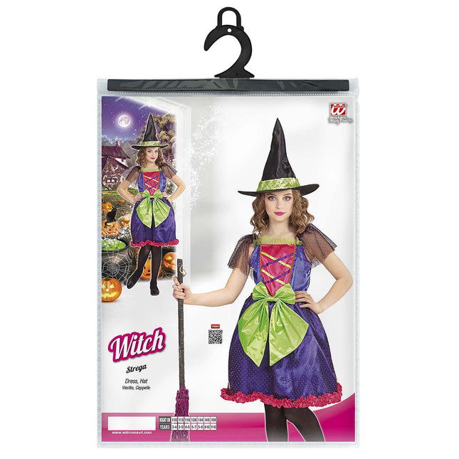Costume di Halloween Viola Verde Ragazza Strega