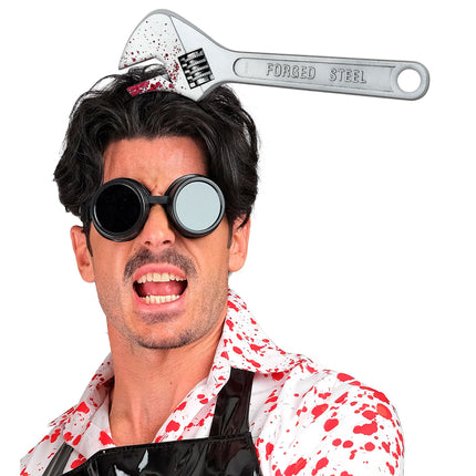 Fascia per capelli di Halloween con chiave inglese e sangue