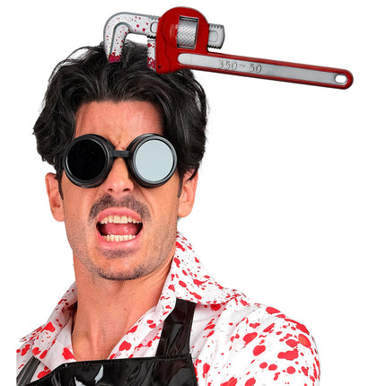 Cerchietto di Halloween con chiave inglese insanguinata