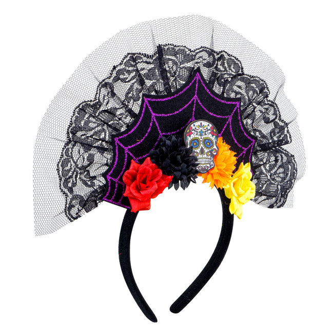 Ventaglio con cerchietto Dia De Los Muertos