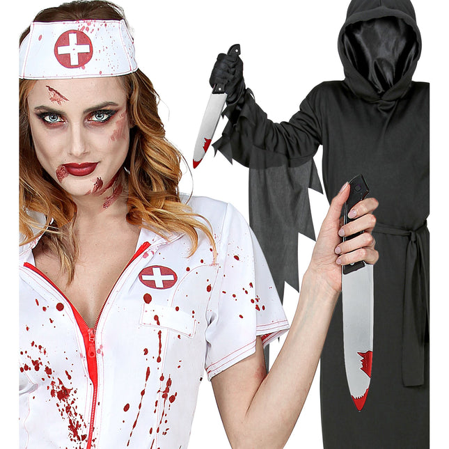 Coltello finto di Halloween insanguinato 30 cm