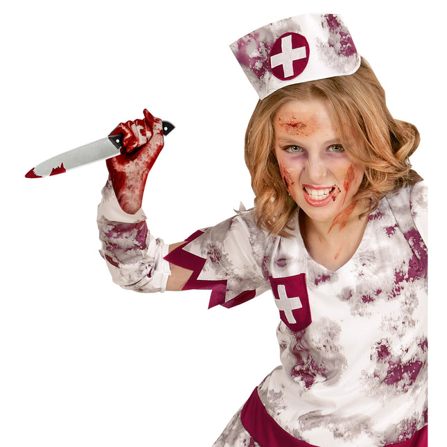 Coltello finto di Halloween insanguinato 30 cm