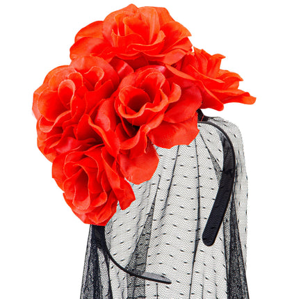 Velo per capelli Dia De Los Muertos con rose
