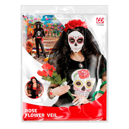 Velo per capelli Dia De Los Muertos con rose