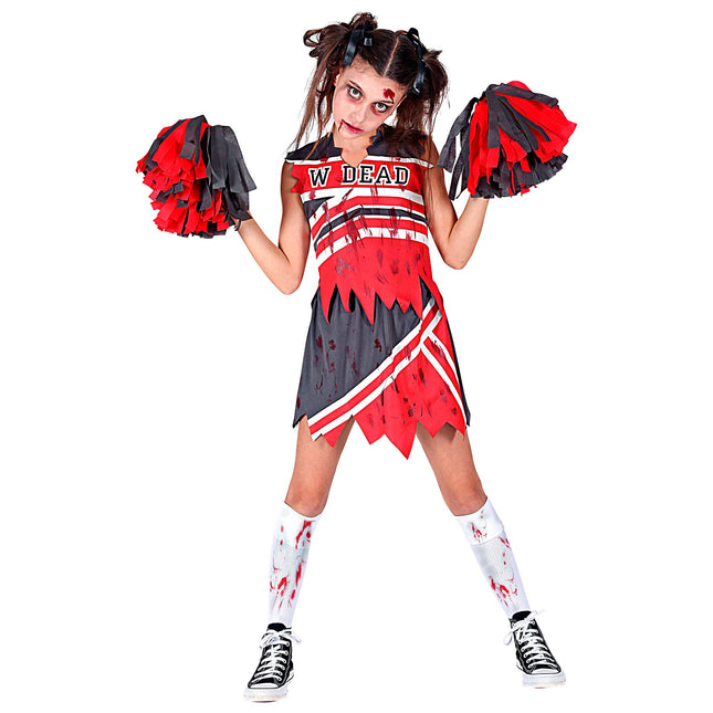 Vestito Halloween Ragazza Zombie Cheerleader 3 pezzi