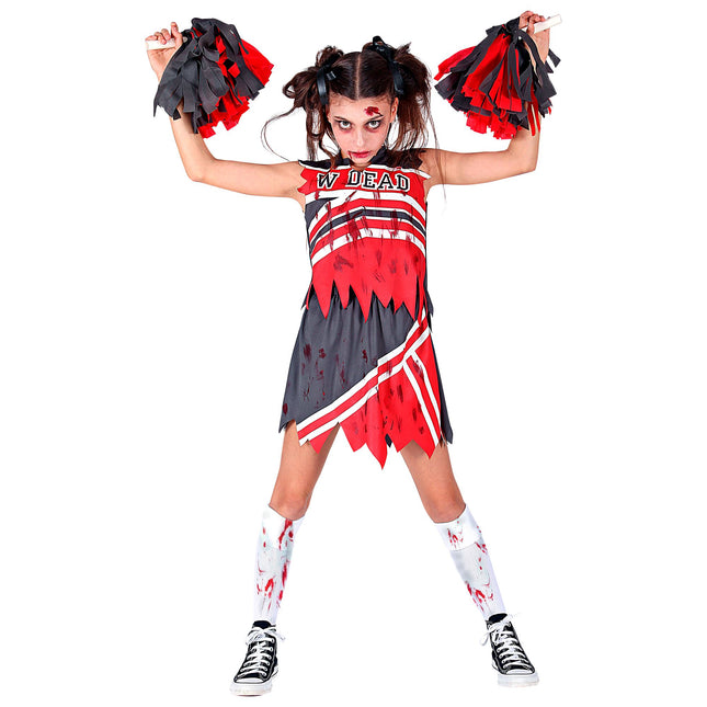 Vestito Halloween Ragazza Zombie Cheerleader 3 pezzi