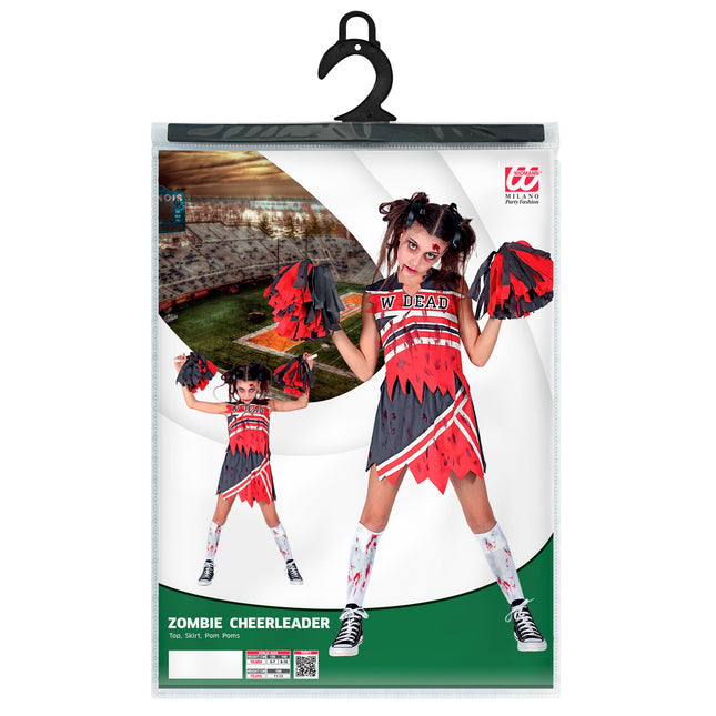 Vestito Halloween Ragazza Zombie Cheerleader 3 pezzi