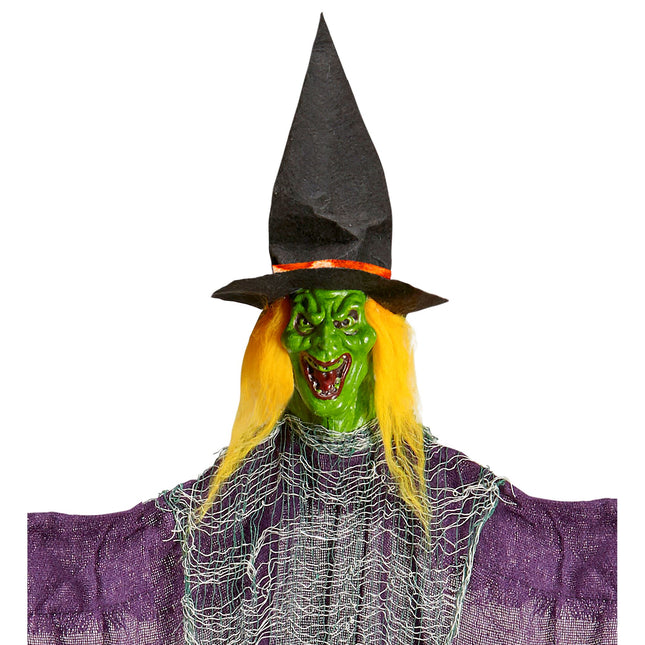 Bambola strega di Halloween con scopa 1,38 m