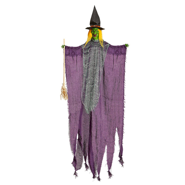 Bambola strega di Halloween con scopa 1,38 m