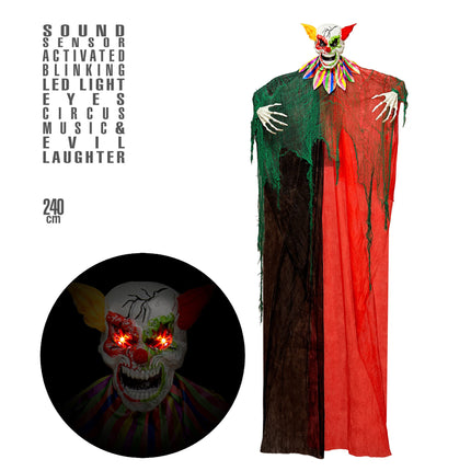 Bambola clown di Halloween con luci e suoni 2,4 m