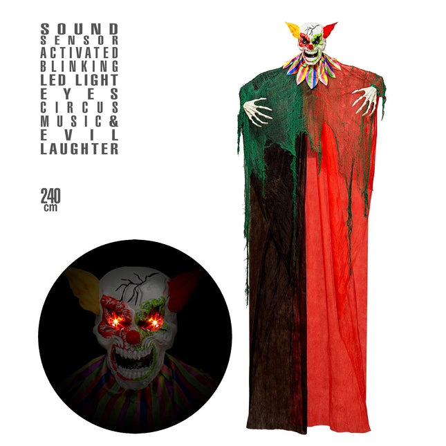 Bambola clown di Halloween con luci e suoni 2,4 m