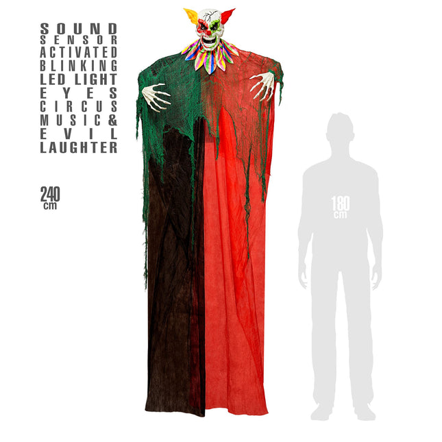 Bambola clown di Halloween con luci e suoni 2,4 m