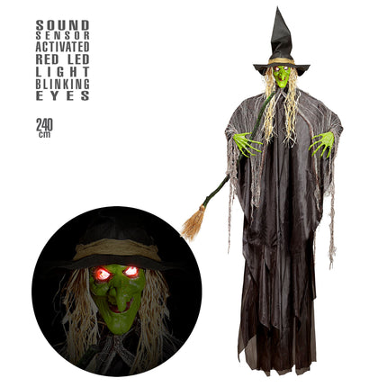 Decorazione appesa di Halloween Strega con luce e suono 2,4 m