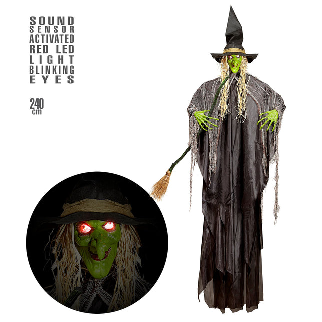 Decorazione appesa di Halloween Strega con luce e suono 2,4 m