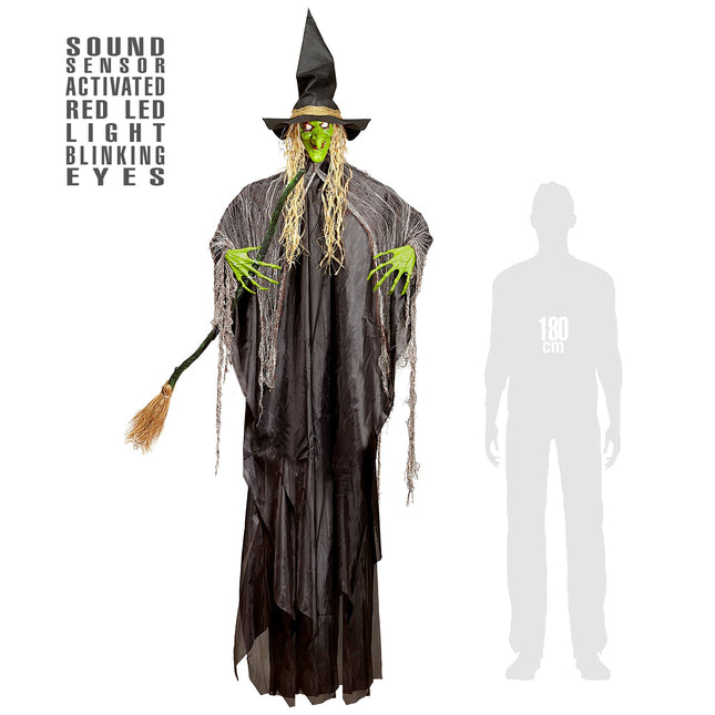 Decorazione appesa di Halloween Strega con luce e suono 2,4 m