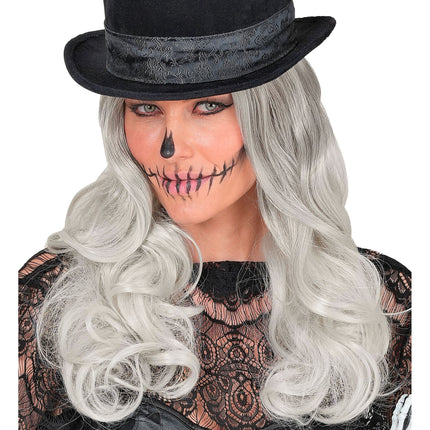 Parrucca di Halloween grigio chiaro