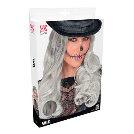 Parrucca di Halloween grigio chiaro