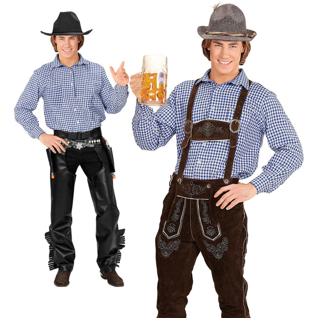 Camicia Oktoberfest Uomo Blu Bianco